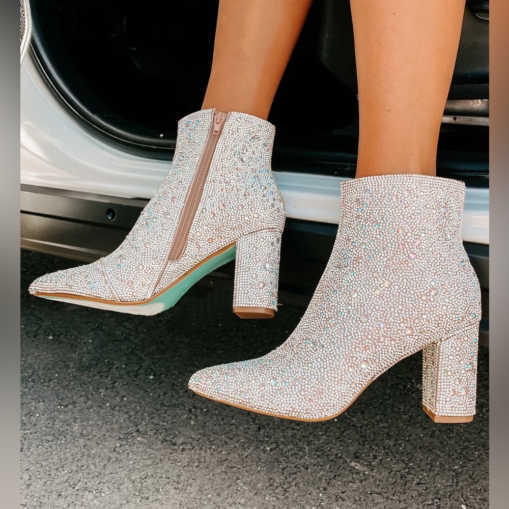 betsey johnson cady rhinestone boots